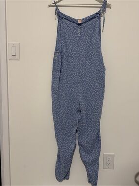 Smash + Tess Sky Blue Floral Button-Front Jumpsuit